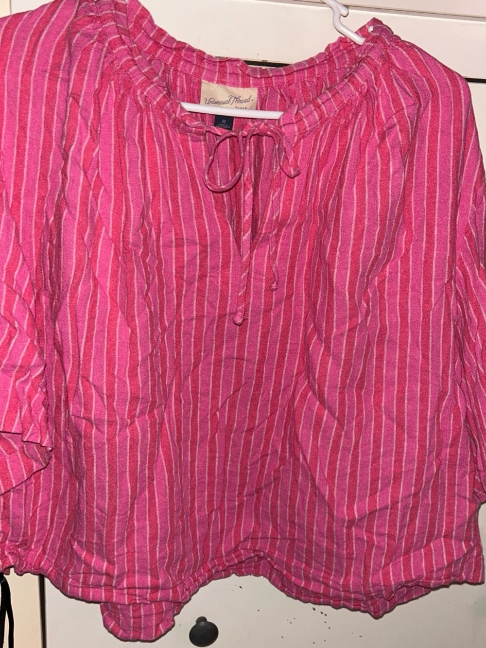 Universal Thread Hot Pink Striped Peasant Top